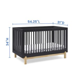 Delta Children Poppy 4-in-1 Convertible Crib, Greenguard Gold Certified, Midnight Grey/Natural