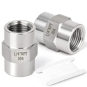 taisher 2pcs forging of 304 stainless steel pipe fitting, coupling, 1/4-inch female pipe x 1/4-inch female pipe