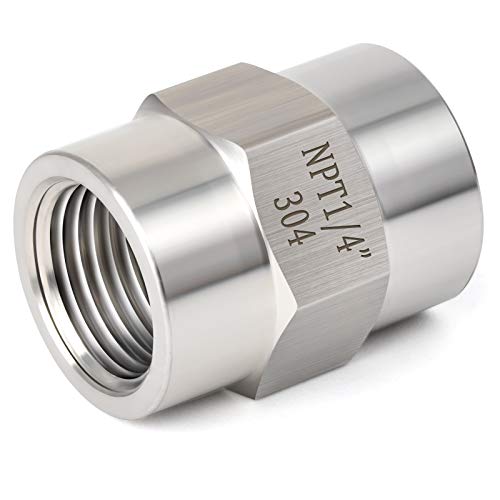 TAISHER 2PCS Forging of 304 Stainless Steel Pipe Fitting, Coupling, 1/4-Inch Female Pipe x 1/4-Inch Female Pipe