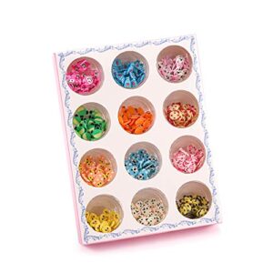 12 Bottles/Pack Flower Animal Fruit Resin Filling Glitter Soft Clay for DIY Epoxy Resin Mold Decor Nail Art Jewelry Making Tools (Animal)