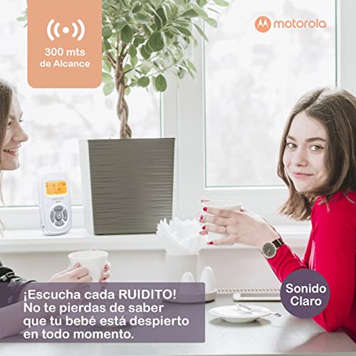 Motorola MBP24 Audio Baby Monitor with Room Temperature Display, High Sensitivity Microphone and Two-Way Talk, White