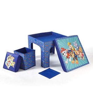Idea Nuova Paw Patrol 3 Piece Collapsible Set with Storage Table and 2 Ottomans, Blue