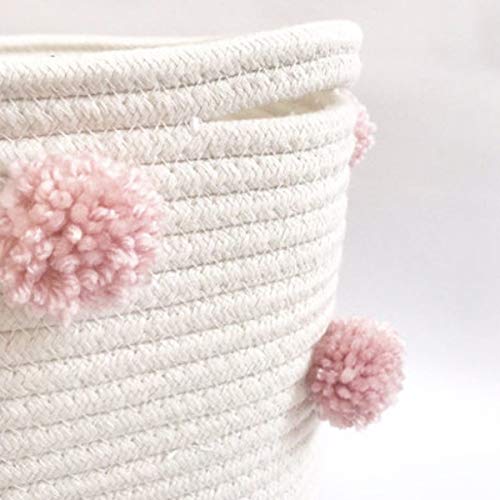 Camidy Cotton Rope Pom Storage Basket, Baby Photography Props Basket Toy Towel Blanket Storage Bin