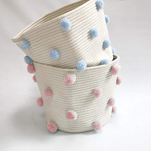 Camidy Cotton Rope Pom Storage Basket, Baby Photography Props Basket Toy Towel Blanket Storage Bin