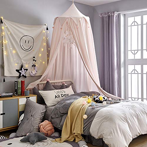 Mybbrm Princess Canopy for Girls Bed with Tassels Hideaway Tent for Kids Rooms or Cribs Nursery for Decoration, Playing,Reading,Sleep as Hanging House Castle