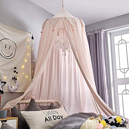 Mybbrm Princess Canopy for Girls Bed with Tassels Hideaway Tent for Kids Rooms or Cribs Nursery for Decoration, Playing,Reading,Sleep as Hanging House Castle