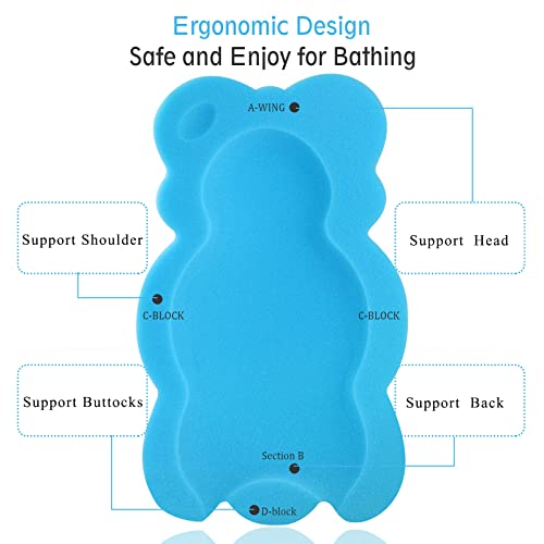 KECUCO Baby Bath Cushion Infant Bath Sponge Bath Mat, Baby Bath Pad Bath Sponge for Toddler Infant Newborn (Blue-Style4)