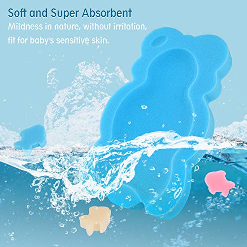 KECUCO Baby Bath Cushion Infant Bath Sponge Bath Mat, Baby Bath Pad Bath Sponge for Toddler Infant Newborn (Blue-Style4)