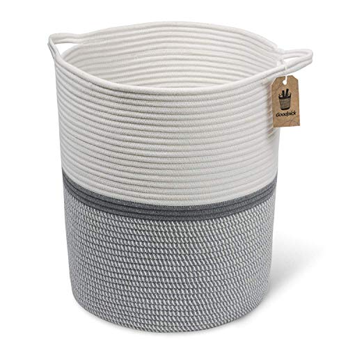 Goodpick Large Grey Cotton Rope Basket (Set of 2)