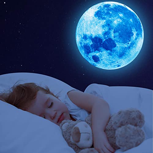 Glow in The Dark Stars for Ceiling,Glow in The Dark Stars and Moon Wall Decals, 1088 Pcs Ceiling Stars Glow in The Dark Kids Wall Decors, Perfect for Kids Nursery Bedroom Living Room (Blue)