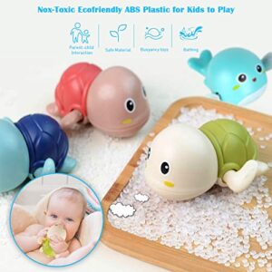 Bath Toys, 4 Pack Baby Bath Toys for Toddlers 1-3, Floating Wind-up Toys Swimming Pool Games Water Play Set Xmas Gift for Bathtub Shower Beach Infant Toddlers Kids Boys Girls Age 1 2 3 4 5 6 Years