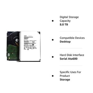 HGST Ultrastar He8 HUH728080ALE601 8TB 7200RPM 128MB Cache SATA 6.0Gb/s 3.5inch Enterprise Hard Drive - 5 Year Warranty (Renewed), Mechanical Hard Disk