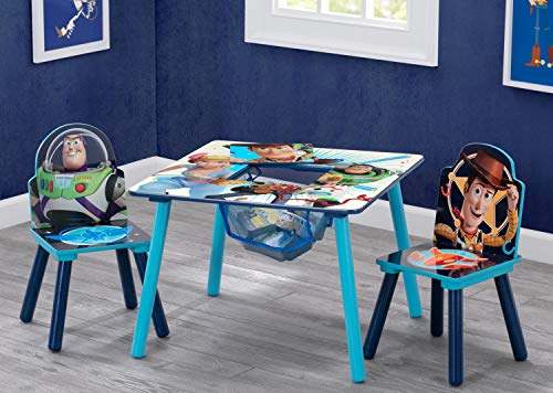 Delta Children Kids Table and Chair Set with Storage (2 Chairs Included) Plus Design and Store 6-Bin Toy Storage Organizer - Arts & Crafts, Homeschooling, Homework & More, Disney/Pixar Toy Story 4