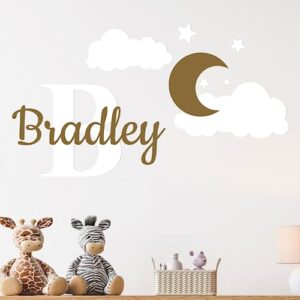 Personalized Moon, Clouds and Stars Wall Decor I Custom Name for Your Baby Room Decoration I Nursery Decor for Girls & Boys I Multiple Options for Customization I Glitter Letters Colors Available