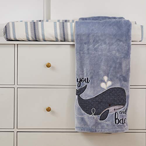 Levtex Baby - Boho Bay Diaper Changing Pad Cover - Fits Most Standard Changing Pads - Blue Plush, Navy Blue and White Stripe - Nursery Accessories - Plush