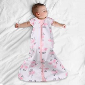 The Peanutshell Wearable Blanket Sleep Sack for Baby Girls, Solid & Pink Floral, Sizes up to 12 Months (Medium/Large)