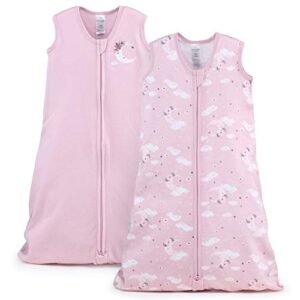 the peanutshell wearable blanket sleep sack for baby girls, pink moon & celestial, sizes up to 12 months (medium/large)