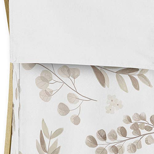 Sweet Jojo Designs Floral Leaf Baby Kid Clothes Laundry Hamper - Ivory Cream Beige Taupe and White Gender Neutral Boho Watercolor Botanical Flower Woodland Tropical Garden