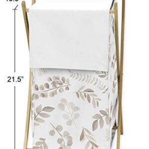 Sweet Jojo Designs Floral Leaf Baby Kid Clothes Laundry Hamper - Ivory Cream Beige Taupe and White Gender Neutral Boho Watercolor Botanical Flower Woodland Tropical Garden