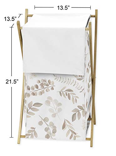 Sweet Jojo Designs Floral Leaf Baby Kid Clothes Laundry Hamper - Ivory Cream Beige Taupe and White Gender Neutral Boho Watercolor Botanical Flower Woodland Tropical Garden