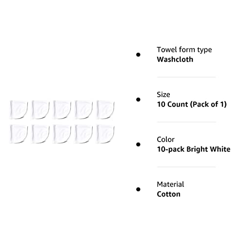 HonestBaby 10-Pack Organic Cotton Baby-Terry Wash Cloths, Bright White, One Size,10 Count (Pack of 1)