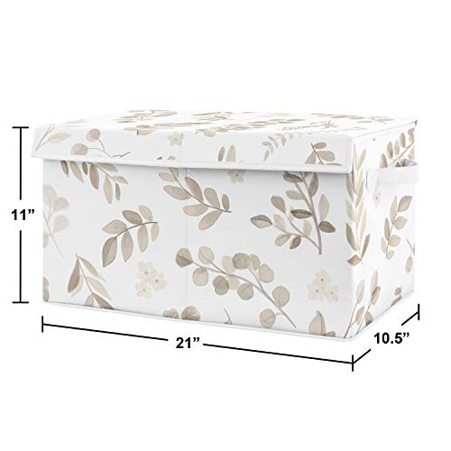 Sweet Jojo Designs Floral Leaf Boy Girl Small Fabric Toy Bin Storage Box Chest For Baby Nursery Kids Room - Ivory Cream Beige Taupe White Gender Neutral Boho Watercolor Botanical Flower Woodland