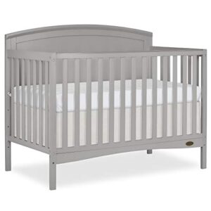 dream on me eden 5-in-1 convertible full panel crib in pebble grey, jpma certified, non-toxic finishes, features 3 mattress height settings, constructed of solid pinewood