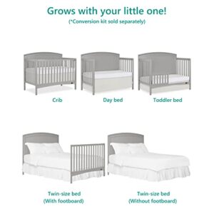 Dream On Me Eden 5-in-1 Convertible Full Panel Crib in Pebble Grey, JPMA Certified, Non-Toxic Finishes, Features 3 Mattress Height Settings, Constructed of Solid Pinewood