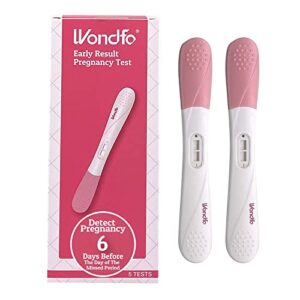wondfo pregnancy test early result 5 pack - extra sensitive and very early hcg urine midstream test 10 miu - detect 6 days sooner than your missed period