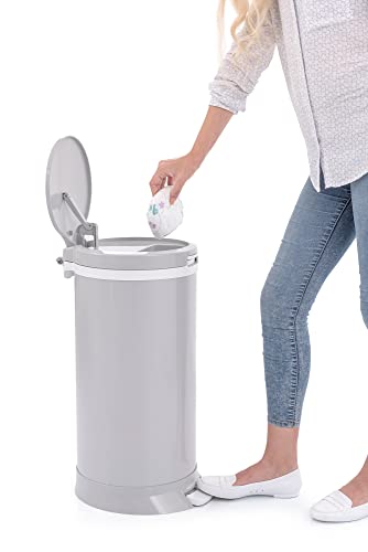 Bubula Premium Steel Diaper Waste Pail with Step Open, Gray