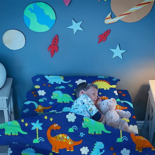 Cloele Toddler Bedding Set Dinosaur - Kids Bed Set 2 Piece Toddler Bed Sheet Set - Includes Fitted Sheet and Reversible Pillowcase - 100% Polyester Soft Baby Bedding Sheet & Pillowcase for Boys