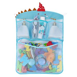 free swimming baby bath toy organizer set,quick drying mesh net for toddler bathtub games holder (blue)