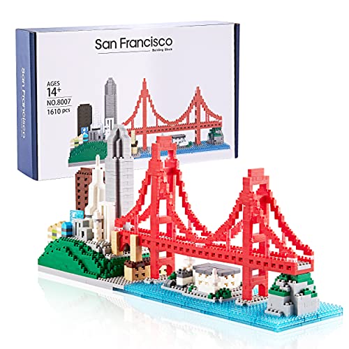 LUKHANG Gift Architecture: San Francisco Skyline Model Building Set Model Kit and Gift for Kids and Adults Micro Mini Block 1610 Pieces（with Color Package Box）