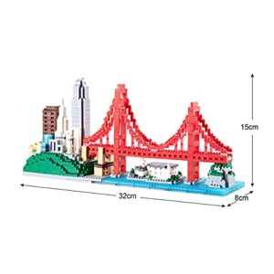 LUKHANG Gift Architecture: San Francisco Skyline Model Building Set Model Kit and Gift for Kids and Adults Micro Mini Block 1610 Pieces（with Color Package Box）