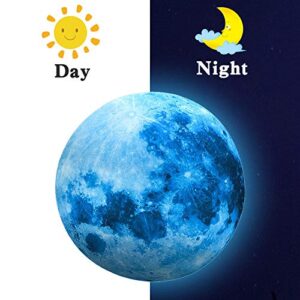 Glow in The Dark Moon,Glow in The Dark for Ceiling Wall Decals, Glow in The Dark Space Planet Wall Stickers, Perfect for Kids Nursery Bedroom Living Room(Sky Blue)