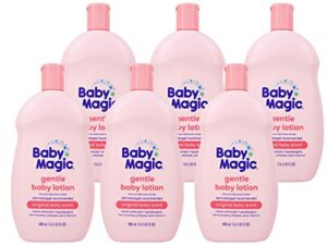baby magic gentle baby lotion | 16.5 fl oz (pack of 6) | vitamins & aloe, pink (705544), original baby scent