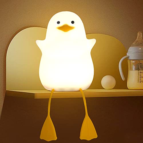 Duck Night Light for Kids, Cute Seagull Silicone Bedside Lamp for Nursery, ABS+SIL, Touch Control, Portable and Rechargeable Dimmable, Birthday Xmas Gifts for Boys Girls