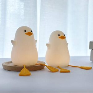 Duck Night Light for Kids, Cute Seagull Silicone Bedside Lamp for Nursery, ABS+SIL, Touch Control, Portable and Rechargeable Dimmable, Birthday Xmas Gifts for Boys Girls