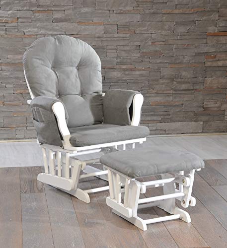 REJOICE HOME Atoll Glider with Ottoman, White/Light Grey