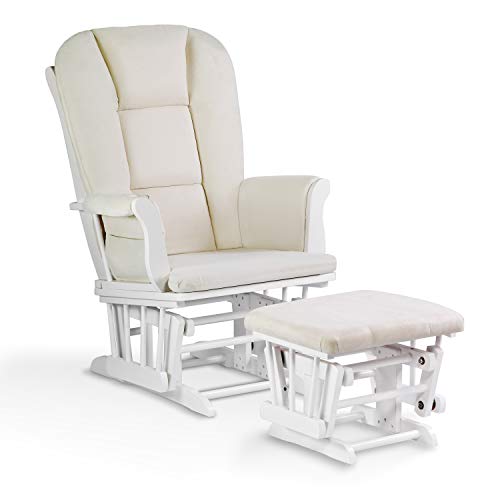 Castaway Glider with Ottoman, White/Beige