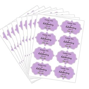 thank you for celebrating with us label stickers,2 inch adhesive wedding favors stickers,decorative stickers for party supplies(purple,160pcs per pack)