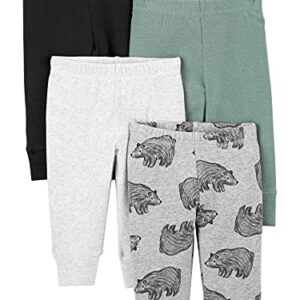 Simple Joys by Carter's Baby Boys' Pant, Pack of 4, Black/Green/Grey Heather/Bear, 12 Months