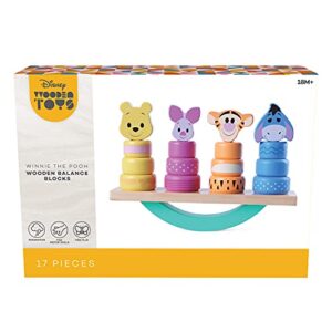 Disney Wooden Toys Winnie the Pooh Balance Blocks, 17-Piece Set Features Winnie the Pooh, Piglet, Tigger, and Eeyore, Amazon Exclusive, by Just Play