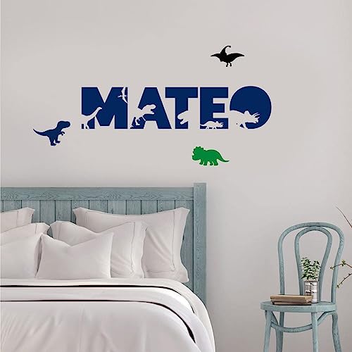 Custom Dinosaur Wall Name Vinyl Decal, Nursery Kids Boys & Girls Room Decor, Children's Dino Bedroom Decor