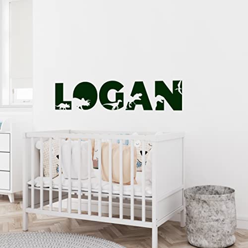 Custom Dinosaur Wall Name Vinyl Decal, Nursery Kids Boys & Girls Room Decor, Children's Dino Bedroom Decor