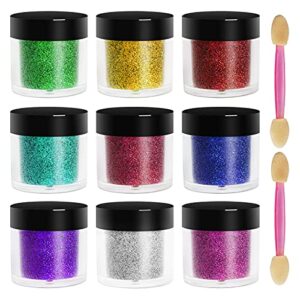 likegor extra-fine body glitter, 9 color cosmetic glitter for face, body arts, hair, nail, craft glitter for resin tumblers, painting, scrapbook, wedding flower, candle, christmas and festival decor