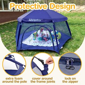 Alvantor Kids Tents Pop Up Play Tent Indoor Outdoor Playhouse for Babies Toddlers Children Camping Playground Playpen Play Yard 7'x7'x44 H Navy Patent