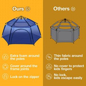 Alvantor Kids Tents Pop Up Play Tent Indoor Outdoor Playhouse for Babies Toddlers Children Camping Playground Playpen Play Yard 7'x7'x44 H Navy Patent