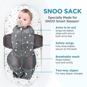 Happiest Baby SNOO Sleep Sack - 100% Organic Cotton Baby Swaddle Blanket - Doctor Designed Promotes Healthy Hip Development (White, Small)