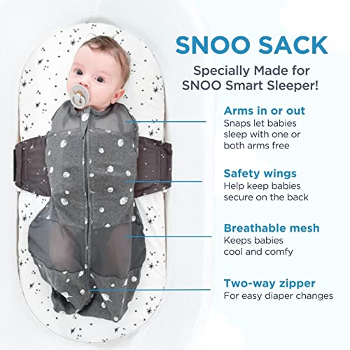 Happiest Baby SNOO Sleep Sack - 100% Organic Cotton Baby Swaddle Blanket - Doctor Designed Promotes Healthy Hip Development (White, Small)